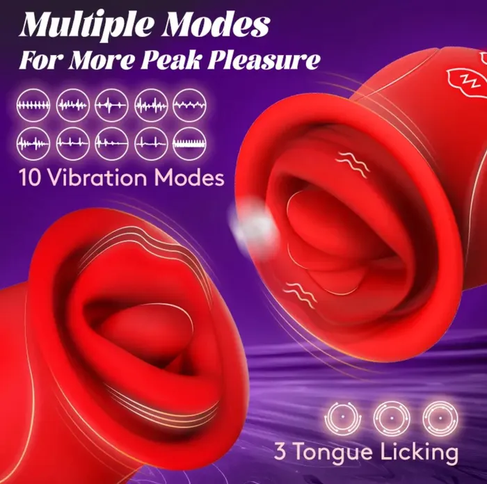 Sxgasm Female Sex Toys Licking Tongue Vibrator 10 French Kissing Modes