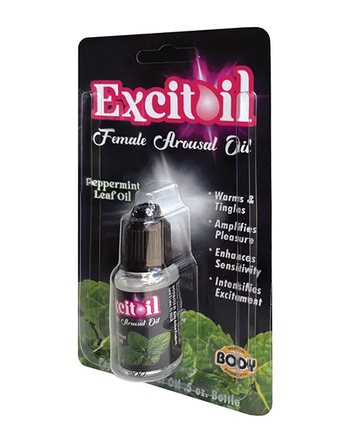 Body Action Excitoil Peppermint Arousal Oil 5 Oz Bottle Carded Body Action Products Female Sex Toys