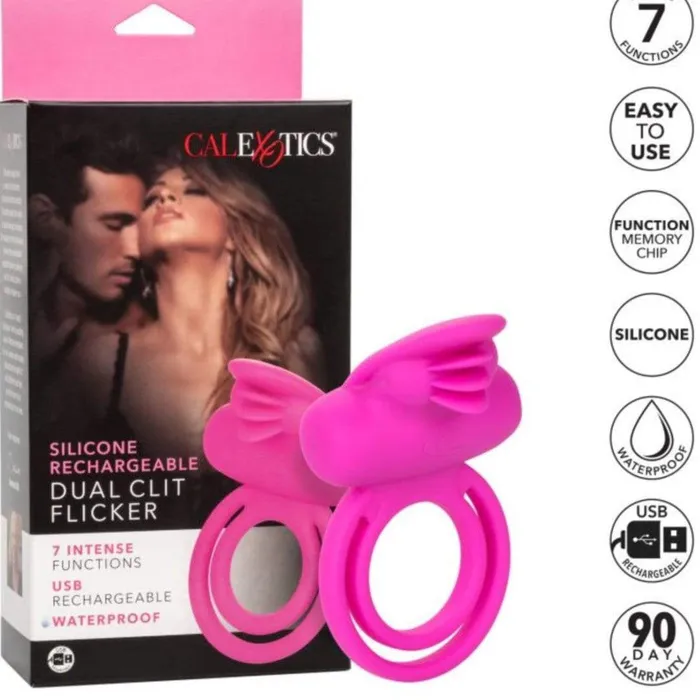 CalExotics Couples Silicone Dual Clit Flicker Vibrating Cock Ring for Couples CalExotics Couples Silicone Dual Clit Flicker Vibrating Cock Ring for Couples