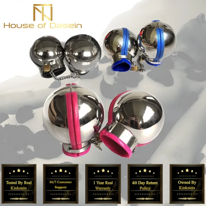 House of Dasein Couples Restraint Kits Sets 3Pcs Stainless Steel Bondage Hood Ball Cuffs Sensory Deprivation Restraints Bdsm