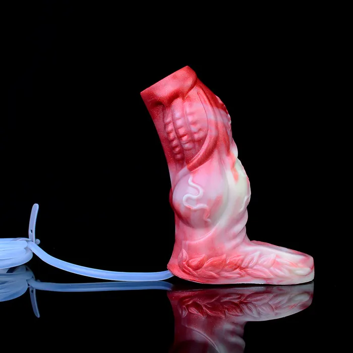 House of Dasein Male Sex Toys Penis Extenders Enlargers Theodore Textured Red Medium Squirting Penis Sleeve