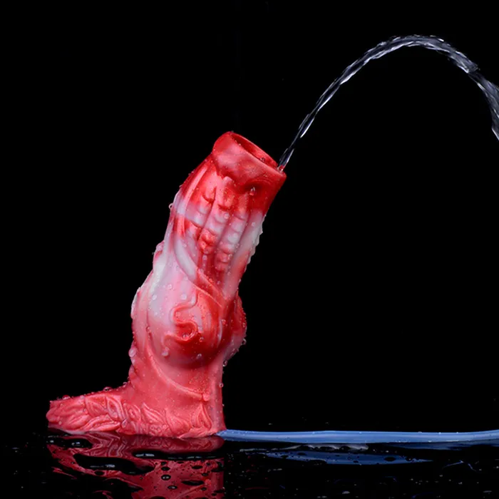 House of Dasein Male Sex Toys Penis Extenders Enlargers Theodore Textured Red Medium Squirting Penis Sleeve