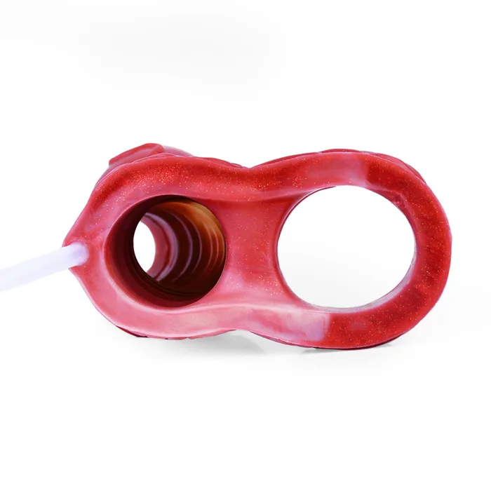 House of Dasein Male Sex Toys Penis Extenders Enlargers Theodore Textured Red Medium Squirting Penis Sleeve