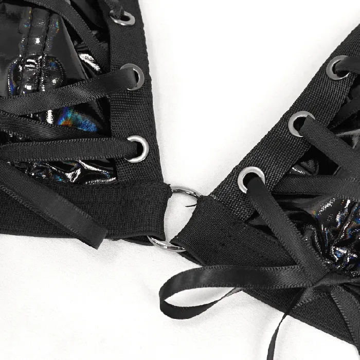 Gothic Faux Leather Lingerie Set Black Bra and Panties EVEs SECRETS Anal