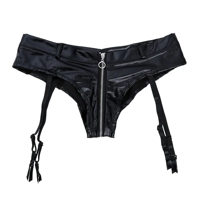 Sexy Club Underwear for Women Black Zipper Crotch Low Rise Ladies Panties EVEs SECRETS Anal