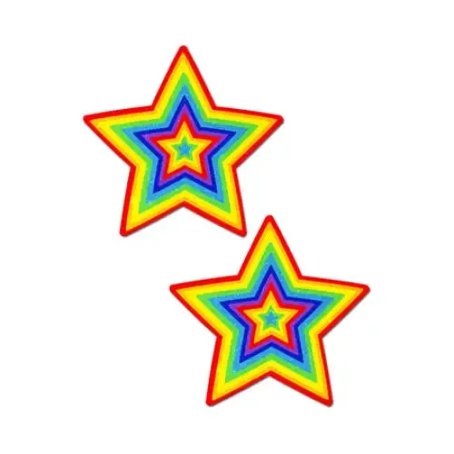 Anal Pastease Glitter Pumping Star Pasties Rainbow Pastease