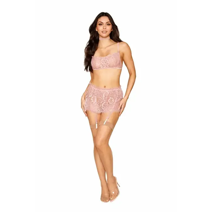 Dream Girl Lingerie Anal Eyelash Lace Bralette Garter Skirt Set Rose Quartz Dream Girl Lingerie Anal Eyelash Lace Bralette Garter Skirt Set Rose Quartz
