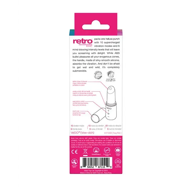 Vibrators Vedo Retro Rechargeable Bullet Lip Stick Vibe VDO Vibrators Vedo Retro Rechargeable Bullet Lip Stick Vibe VDO