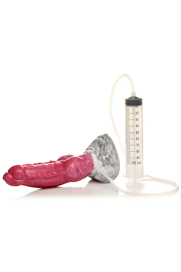 Dildos XR Brands XR Brand Creature Cocks Resurrector Phoenix Squirting Silicone Dildo RedWhite