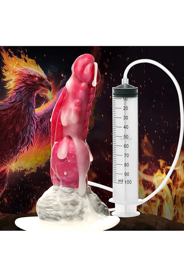 Dildos XR Brands XR Brand Creature Cocks Resurrector Phoenix Squirting Silicone Dildo RedWhite