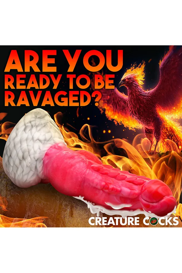 Dildos XR Brands XR Brand Creature Cocks Resurrector Phoenix Squirting Silicone Dildo RedWhite
