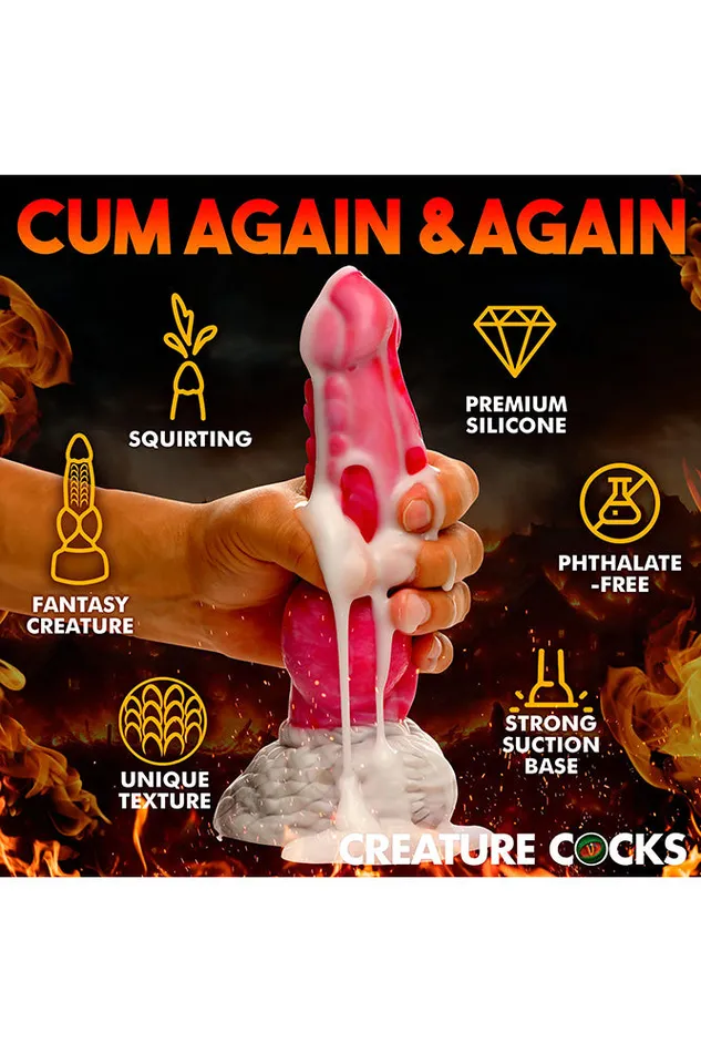 Dildos XR Brands XR Brand Creature Cocks Resurrector Phoenix Squirting Silicone Dildo RedWhite