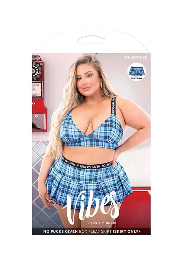 Fantasy Lingerie Vibes No Fucks Given Pleat Skirt Blue Queen Size Fantasy Lingerie Vibrators