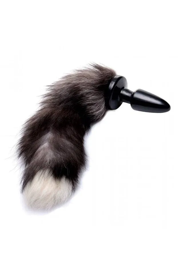 Male Sex Toys XR Brands XR Brands Tailz Grey Fox Tail Anal Plug