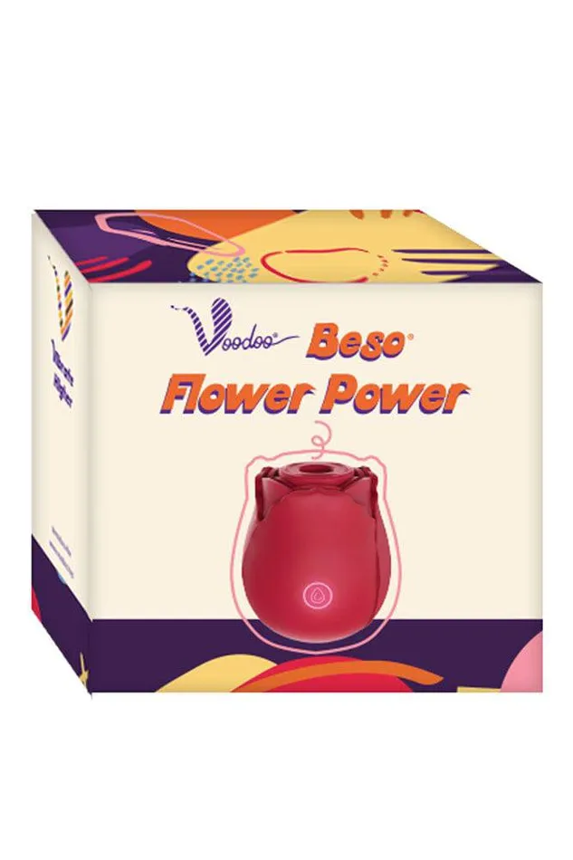 Vibrators Shibari Voodoo Toys Beso Flower Power Air Pulse Rose Vibe Red