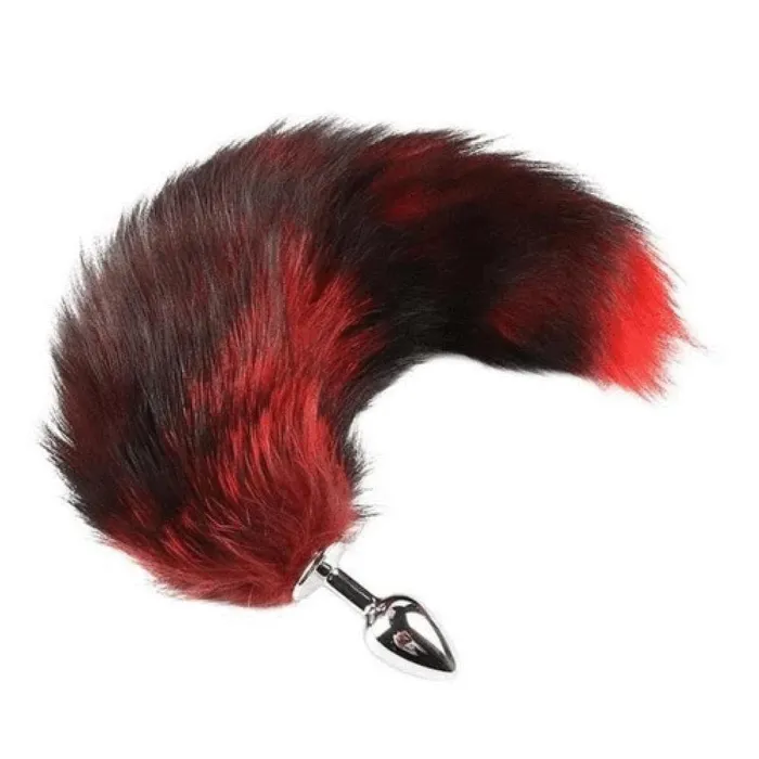 Anal Black and Red Stripes Cat Tail Metallic Tail Lovegasm