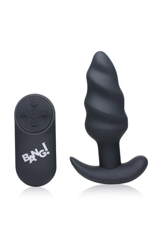 Anal XR Brands Bang 21x Silicone Swirl Plug With Remote Black