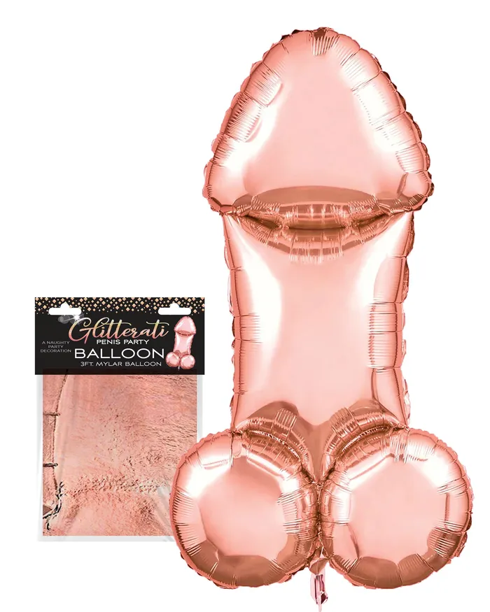 Little Genie Glitterati Penis Party Balloon Rose Gold Vibrators