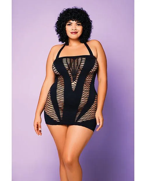 Anal Icollection Lingerie Heart Of Chaos Seamless Chemise Whalter Strap Vertical V Cut Outs Black Qn