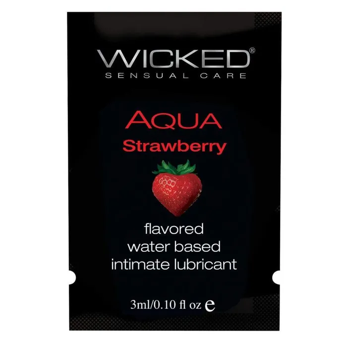 Wicked Lubricants Wicked Aqua Strawberry Flavored Water Based Lubricant Sachet 3ml Wicked Lubricants Wicked Aqua Strawberry Flavored Water Based Lubricant Sachet 3ml