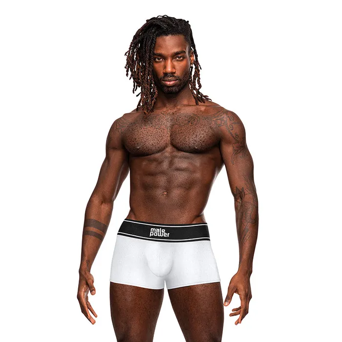 Male Power Modal Rib Pouch Short White M Male Power Male Sex Toys