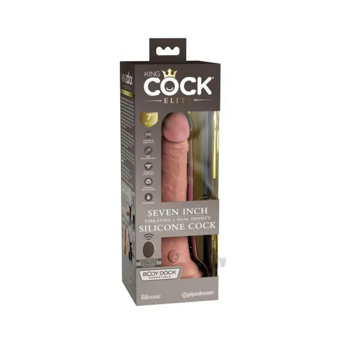 Pipedream Female Sex Toys King Cock Elite Vibrating Silicone Dualdensity Cock With Remote 7 In Light Pipedream Female Sex Toys King Cock Elite Vibrating Silicone Dualdensity Cock With Remote 7 In Light