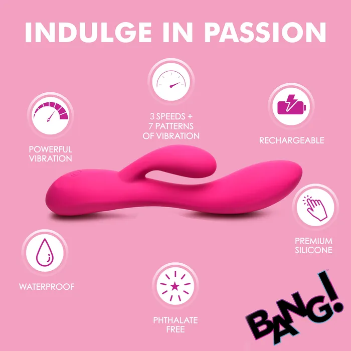 Vibrators 10X Flexible Silicone Rabbit Pink Bang