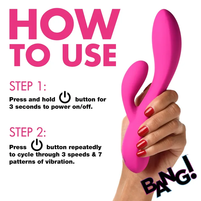 Vibrators 10X Flexible Silicone Rabbit Pink Bang