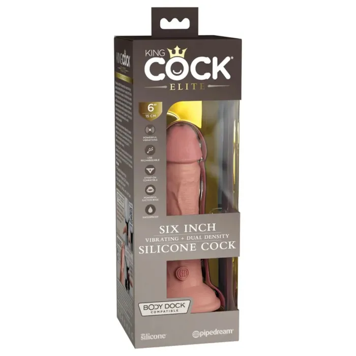 King Cock Elite Vibrating Dual Density Silicone Dildo Pink 6 Inch King Cock Dildos