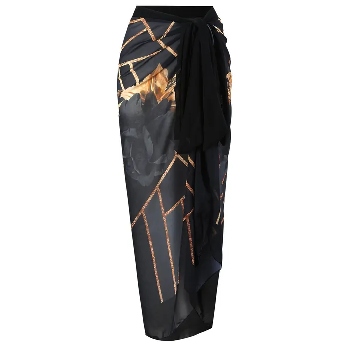 Sinderella Couples Reversible One Piece Black Tie Up Swimsuit With Wrap Around Tie Up Sarong Skirt By Sinderella Sinderella Couples Reversible One Piece Black Tie Up Swimsuit With Wrap Around Tie Up Sarong Skirt By Sinderella