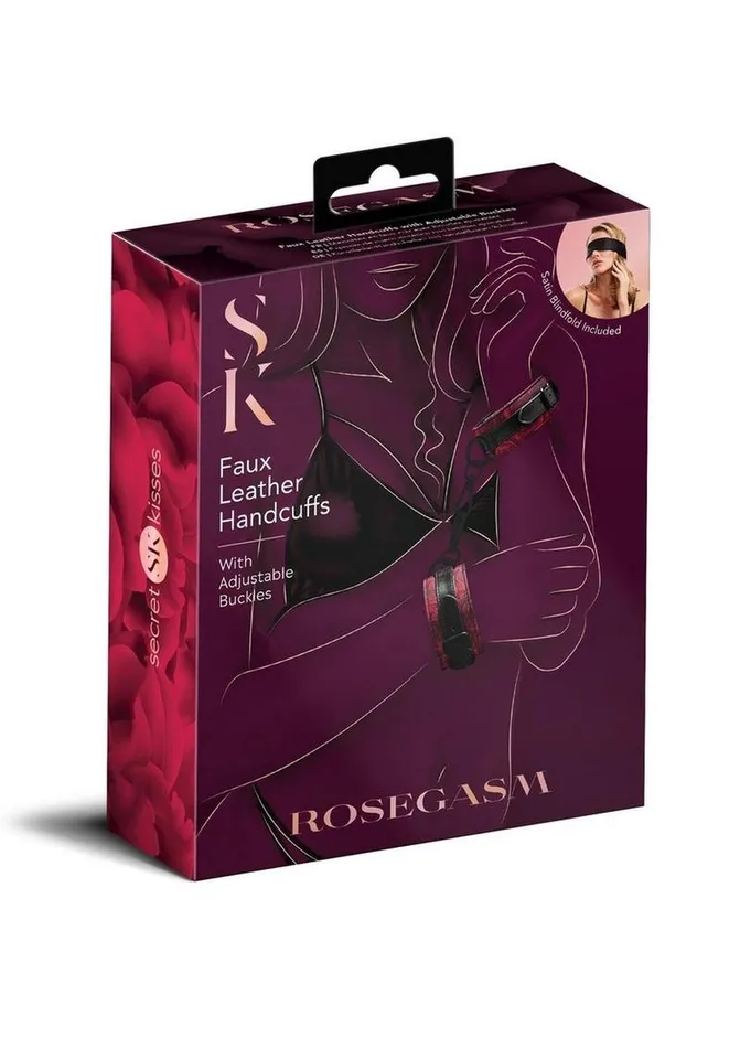 Secret Kisses Couples Secret Kisses Rosegasm Buckle Cuffs with Satin Blindfold Secret Kisses Couples Secret Kisses Rosegasm Buckle Cuffs with Satin Blindfold