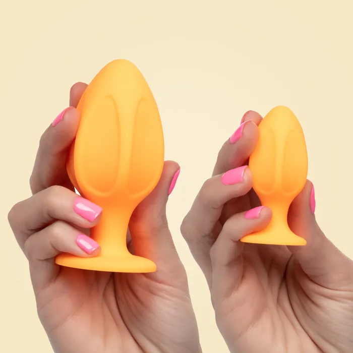 CalExotics Male Sex Toys Cheeky Orange Duo NonVibrating Textured Anal Plug Set CalExotics Male Sex Toys Cheeky Orange Duo NonVibrating Textured Anal Plug Set