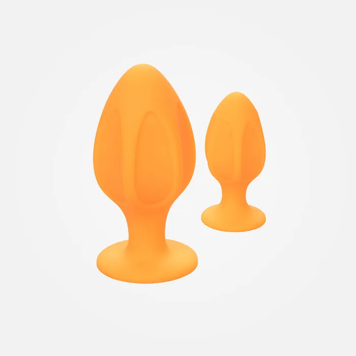 CalExotics Male Sex Toys Cheeky Orange Duo NonVibrating Textured Anal Plug Set CalExotics Male Sex Toys Cheeky Orange Duo NonVibrating Textured Anal Plug Set