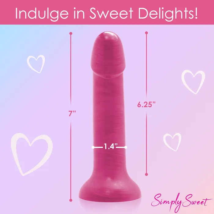 Simply Sweet Dildos Simply Sweet Metallic Silicone Dildo Pink Simply Sweet Dildos Simply Sweet Metallic Silicone Dildo Pink