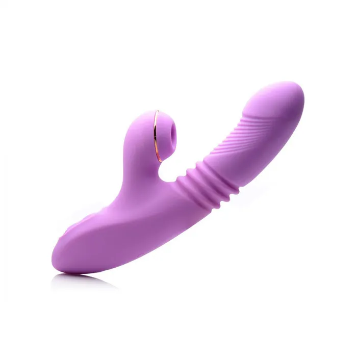 Vibrators XR Brands Shegasm Thrusting Suction Rabbit Purple
