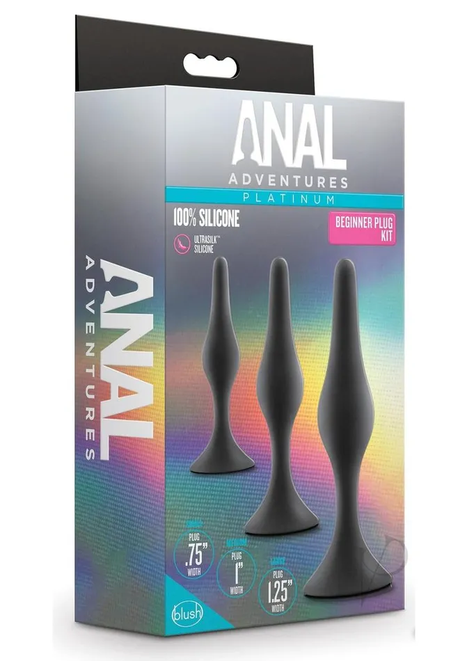 Anal Anal Adventures Platinum Silicone Beginner Plug Kit Black Anal Adventures Anal Anal Adventures Platinum Silicone Beginner Plug Kit Black Anal Adventures