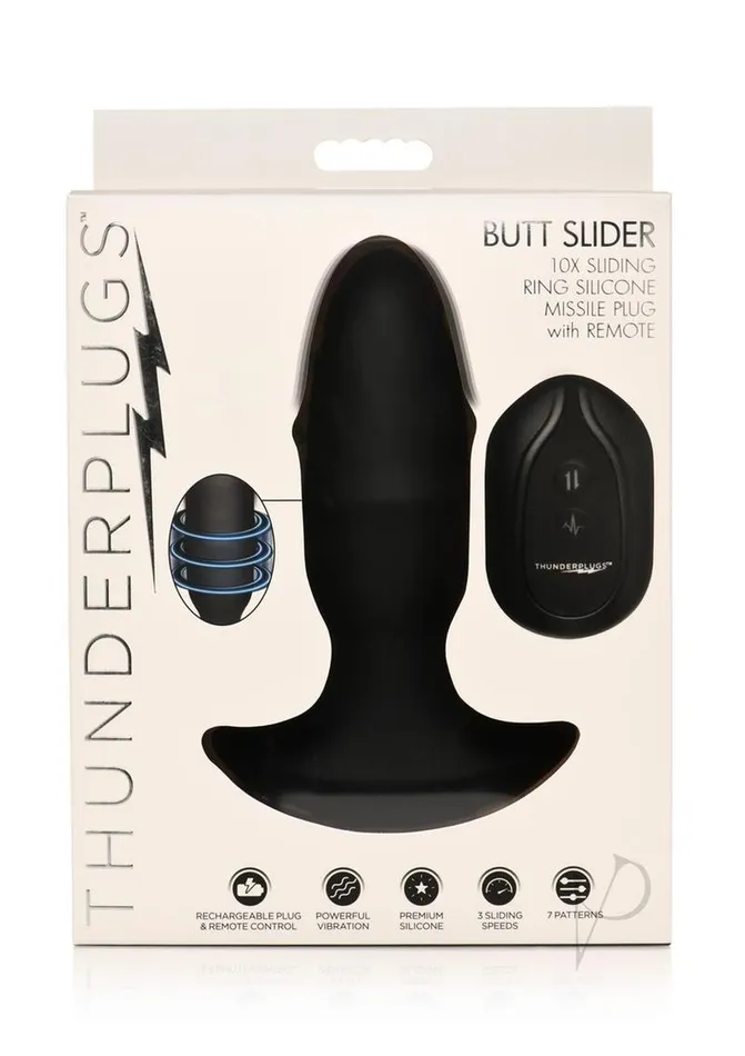 Anal Thunder Plugs Thunder Plug Butt Slider 7x Sliding Ring Silicone Rechargeable Missle Plug with Remote Control Black Anal Thunder Plugs Thunder Plug Butt Slider 7x Sliding Ring Silicone Rechargeable Missle Plug with Remote Control Black