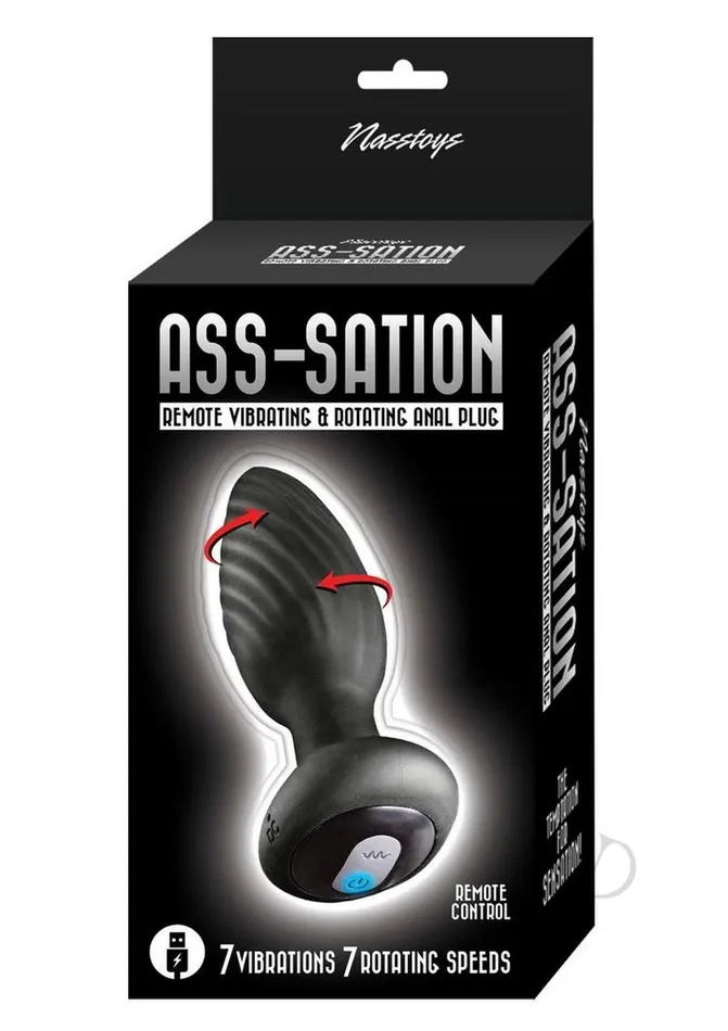 Ass Sation Male Sex Toys AssSation Vibrating and Rotating Rechargeable Silicone Anal Plug with Remote Control Black Ass Sation Male Sex Toys AssSation Vibrating and Rotating Rechargeable Silicone Anal Plug with Remote Control Black