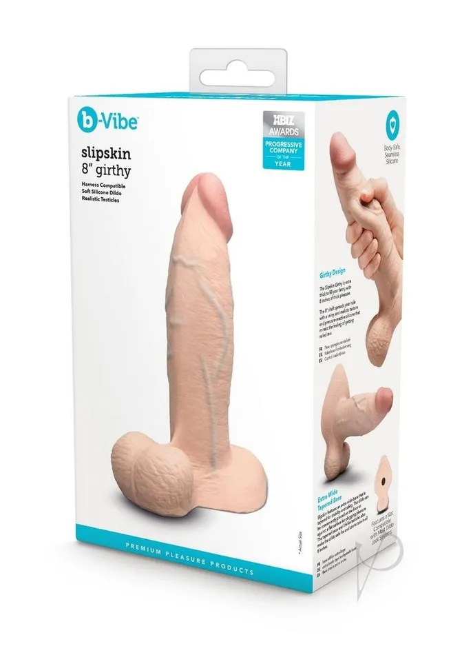 BVibe Slipskin Realistic Silicone Girthy Dildo 8in Vanilla B Vibe Dildos BVibe Slipskin Realistic Silicone Girthy Dildo 8in Vanilla B Vibe Dildos