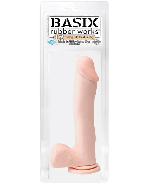 Basix Rubber Works Dildos Basix Rubber Works Dong with Suction Cup 12in Vanilla