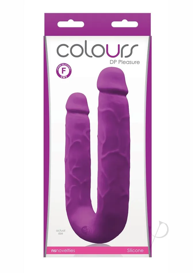 Colours DP Pleasures Silicone Double Dildo Purple Colours Dildos