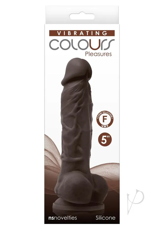 Colours Pleasures Silicone Vibrating Dildo with Balls 5in Chocolate Colours Female Sex Toys Colours Pleasures Silicone Vibrating Dildo with Balls 5in Chocolate Colours Female Sex Toys