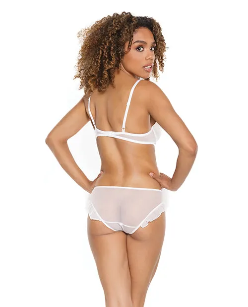 Coquette Vibrators Stretch Mesh Ruffled Crotchless Teddy White LG Coquette Vibrators Stretch Mesh Ruffled Crotchless Teddy White LG
