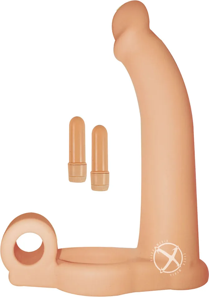 Couples Double Penetrator Double Penetrator Studmaker Silicone Vibrating Cock Ring Vanilla