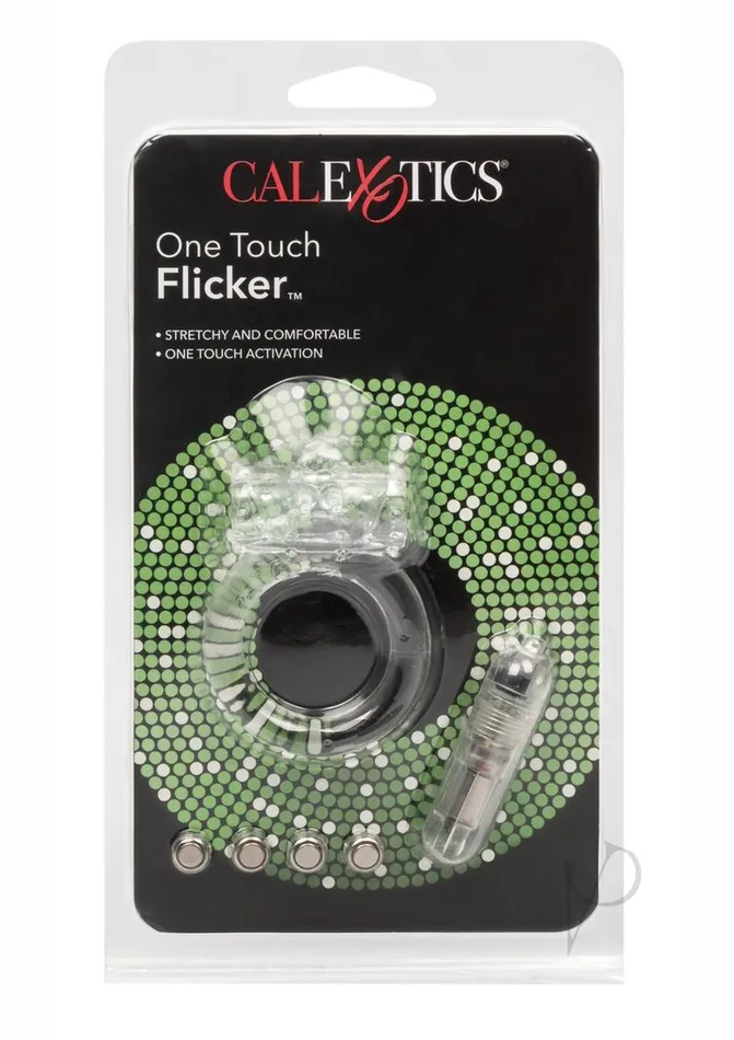 Couples Rings One Touch Flicker Vibrating Cock Ring Clear