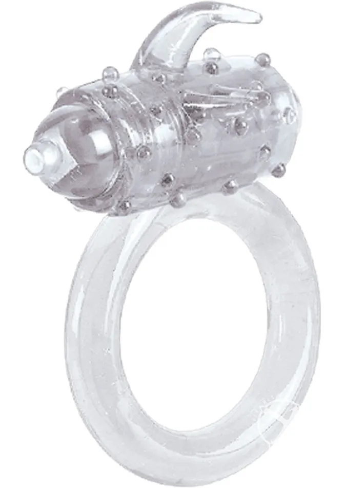 Couples Rings One Touch Flicker Vibrating Cock Ring Clear