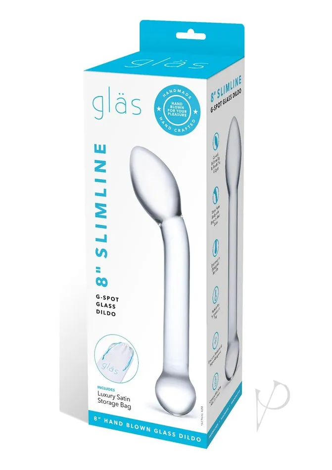 Dildos Glas Glas Slimline GSpot Glass Dildo 8in Clear