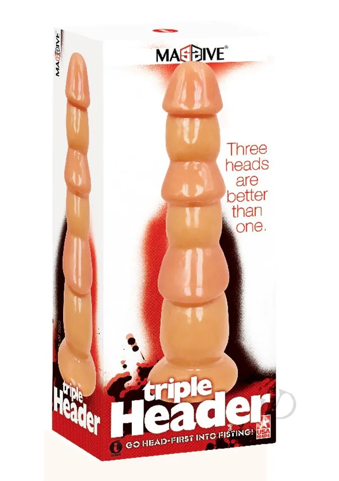 Dildos Massive Triple Header 3 Dick Head Dildo Vanilla