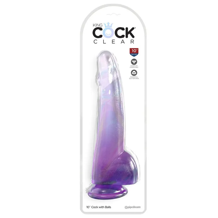 Dildos Pipedream King Cock Clear 10 Cock with Balls Purple