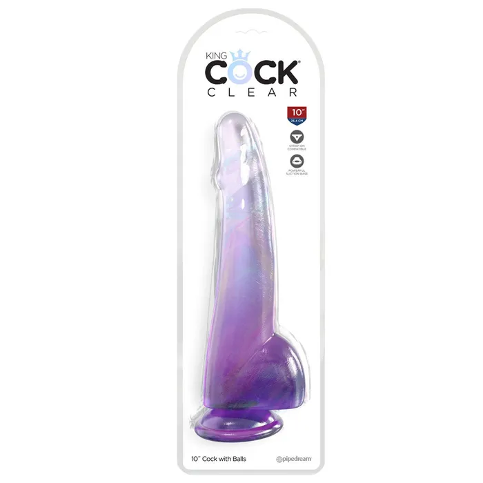 Dildos Pipedream King Cock Clear 10 Cock with Balls Purple